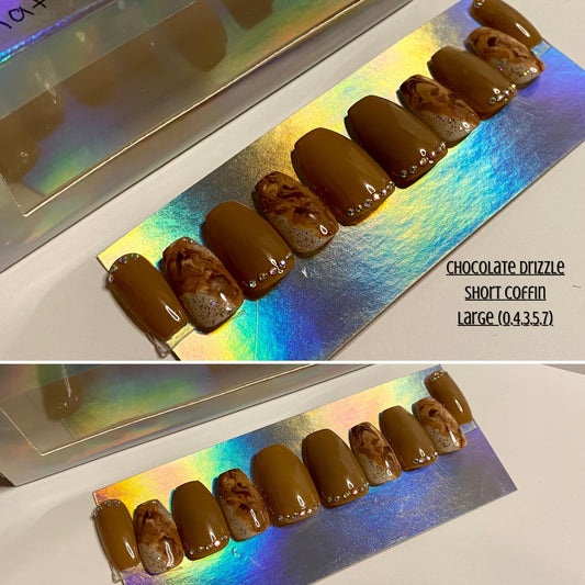 Chocolate Drizzle – Large Medium Press-On Nails | Sweet & Sleek