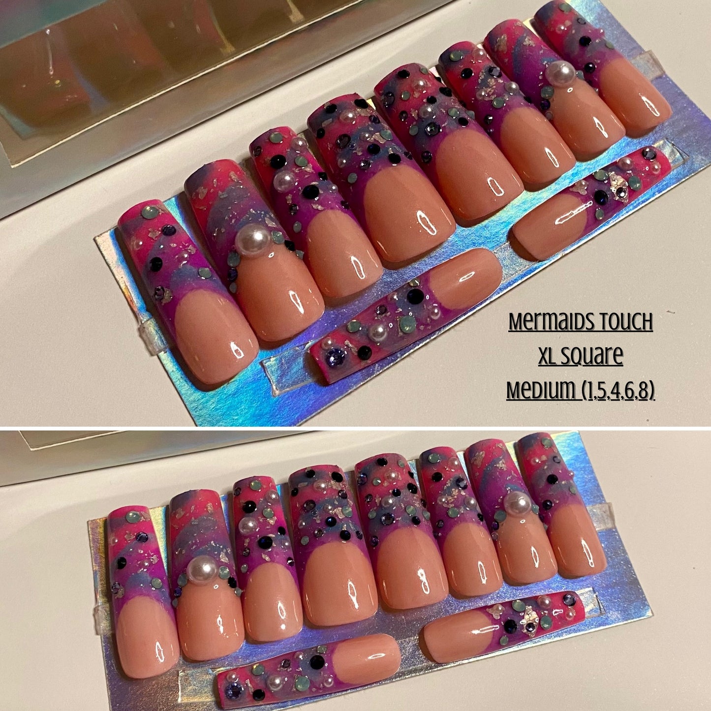 Mermaid’s Touch XL – Medium Press-On Nails | Enchanting & Iridescent